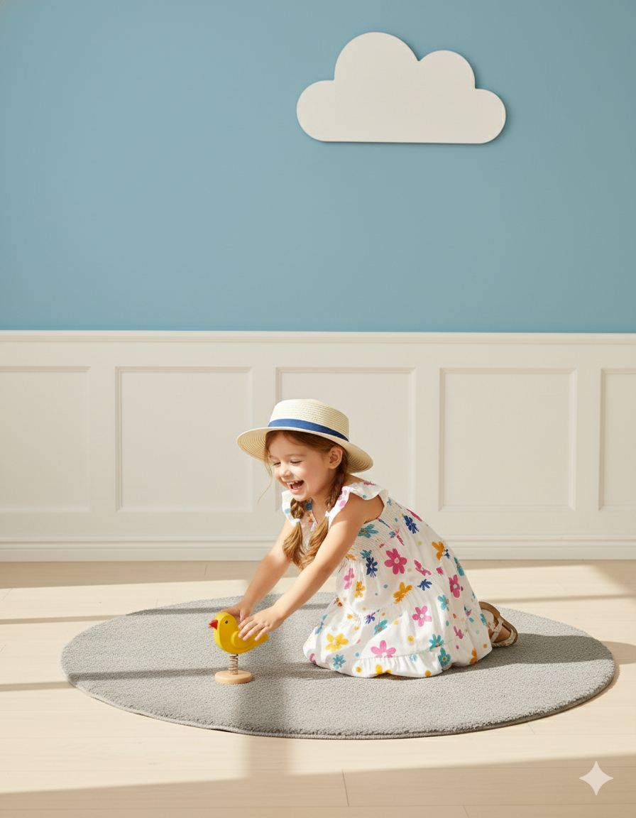White Color Floral Printed Flared Sleeve Kids Baby Frock