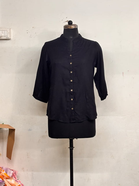 Classic Navy Button-Front Kurti Top for Women