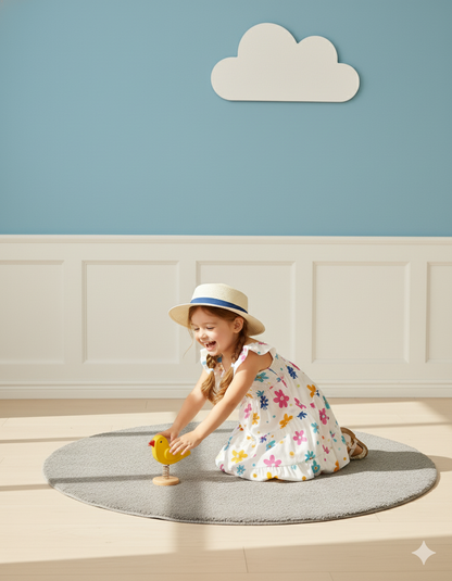 White Color Floral Printed Flared Sleeve Kids Baby Frock